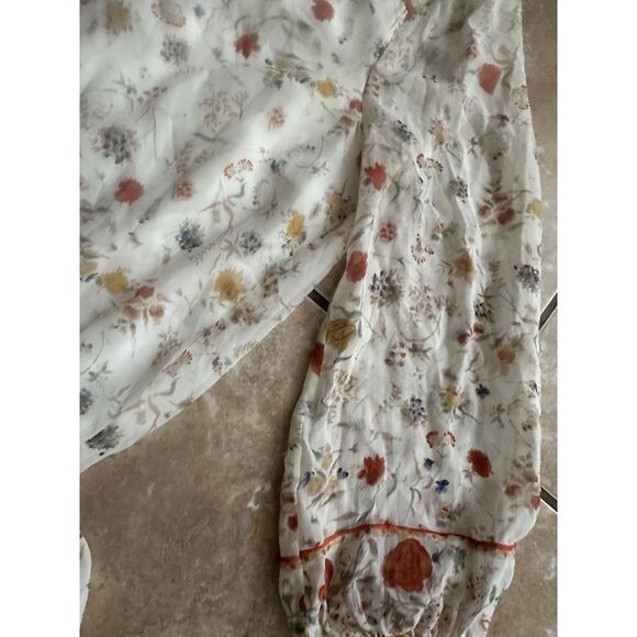 JOIE XS Silk Printed Lined Romper Floral Tasseled Drawstring - Picture 3 of 8